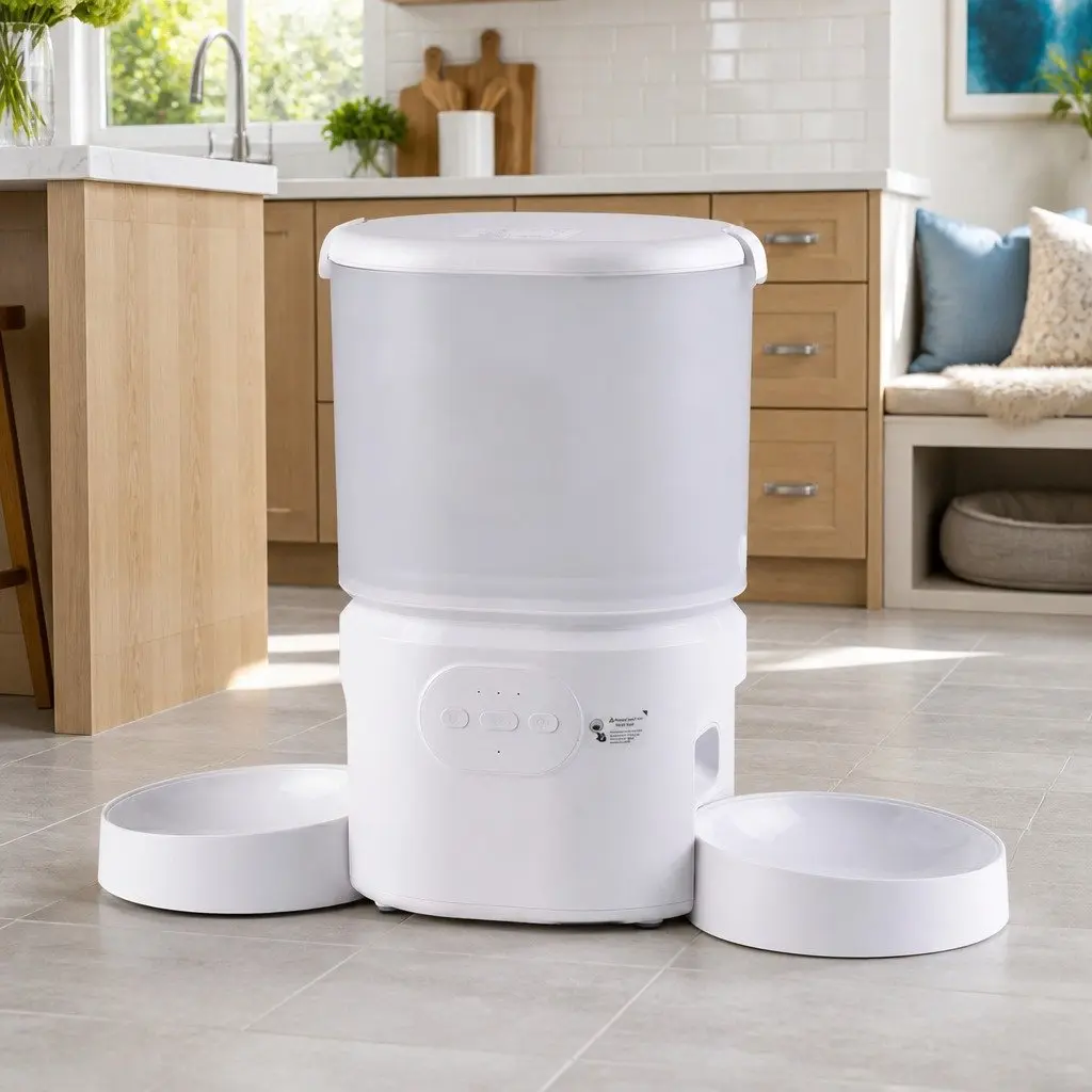 5L Automatic Dual Bowl Pet Feeder Smart Dispenser APP Control WiFi Cats Dogs