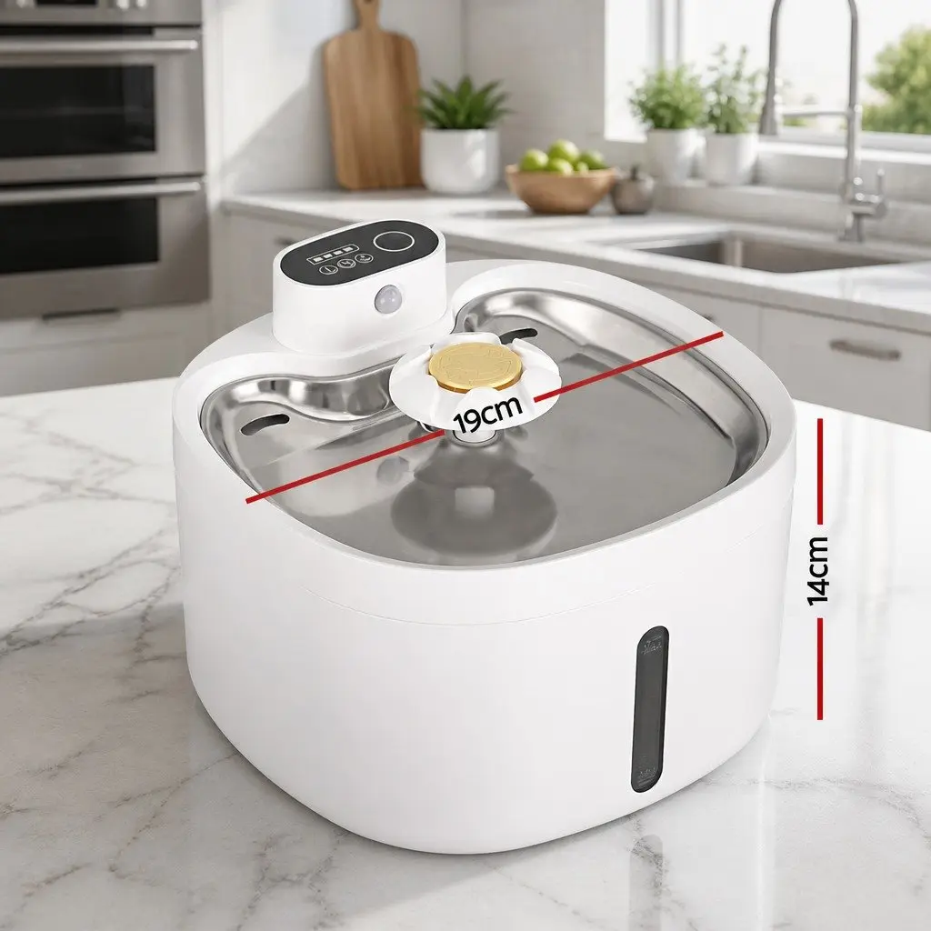 Automatic Pet Water Fountain Feeder Dispenser 2.6L for Dogs Cats White