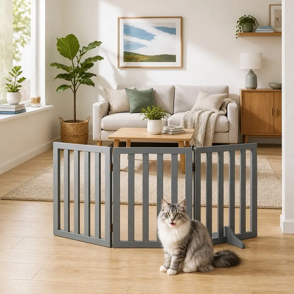 Dog Playpen Enclosure 3 Panels Foldable Grey MDF