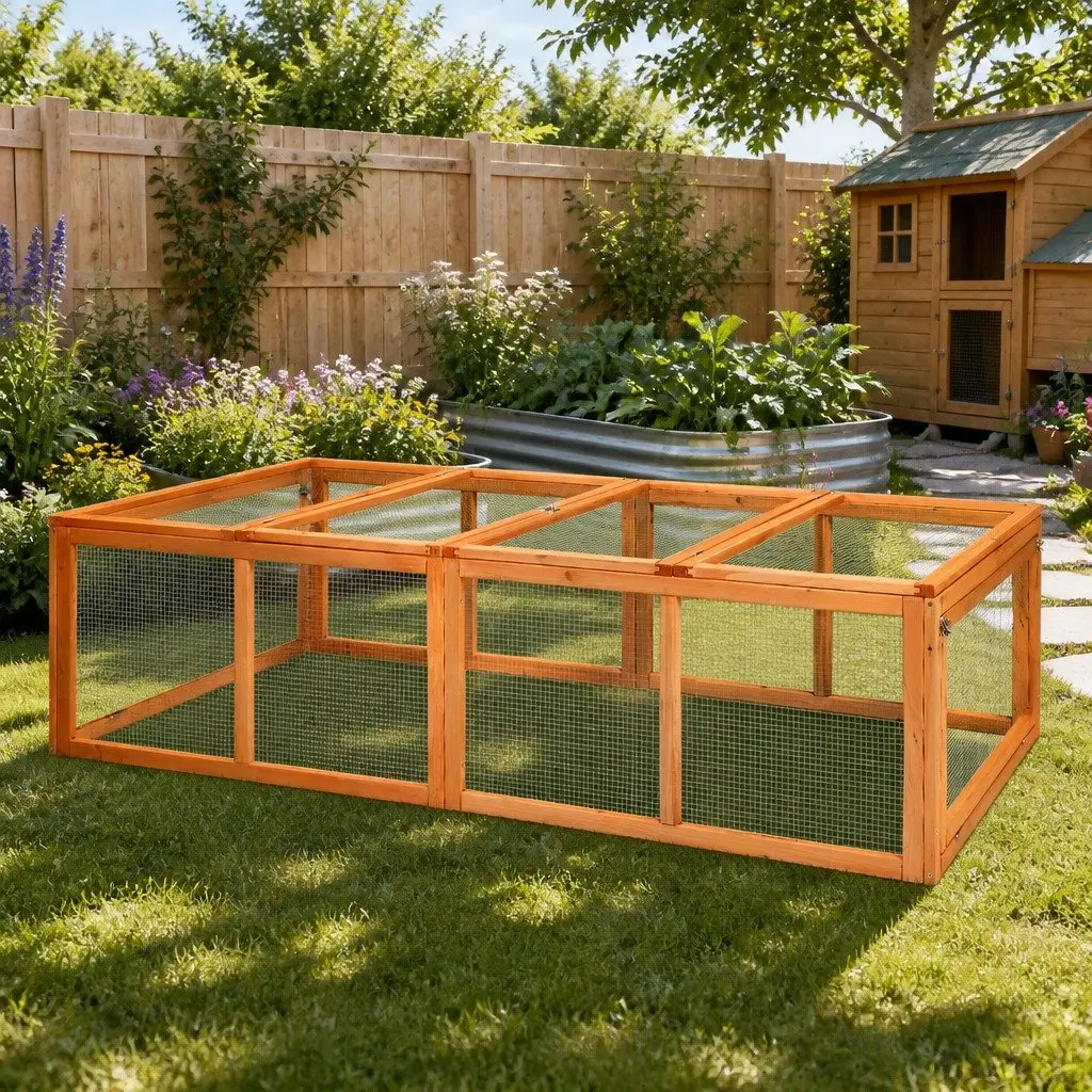 Wooden Chicken Coop Rabbit Hutch Extra Large 180cm Nature Wood