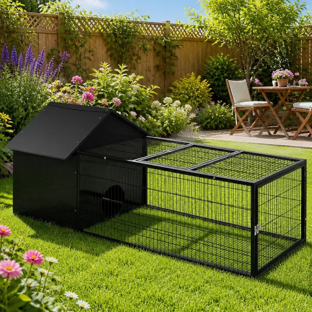 Rabbit Cage Hutch Enclosure Metal Run 162cm Blue