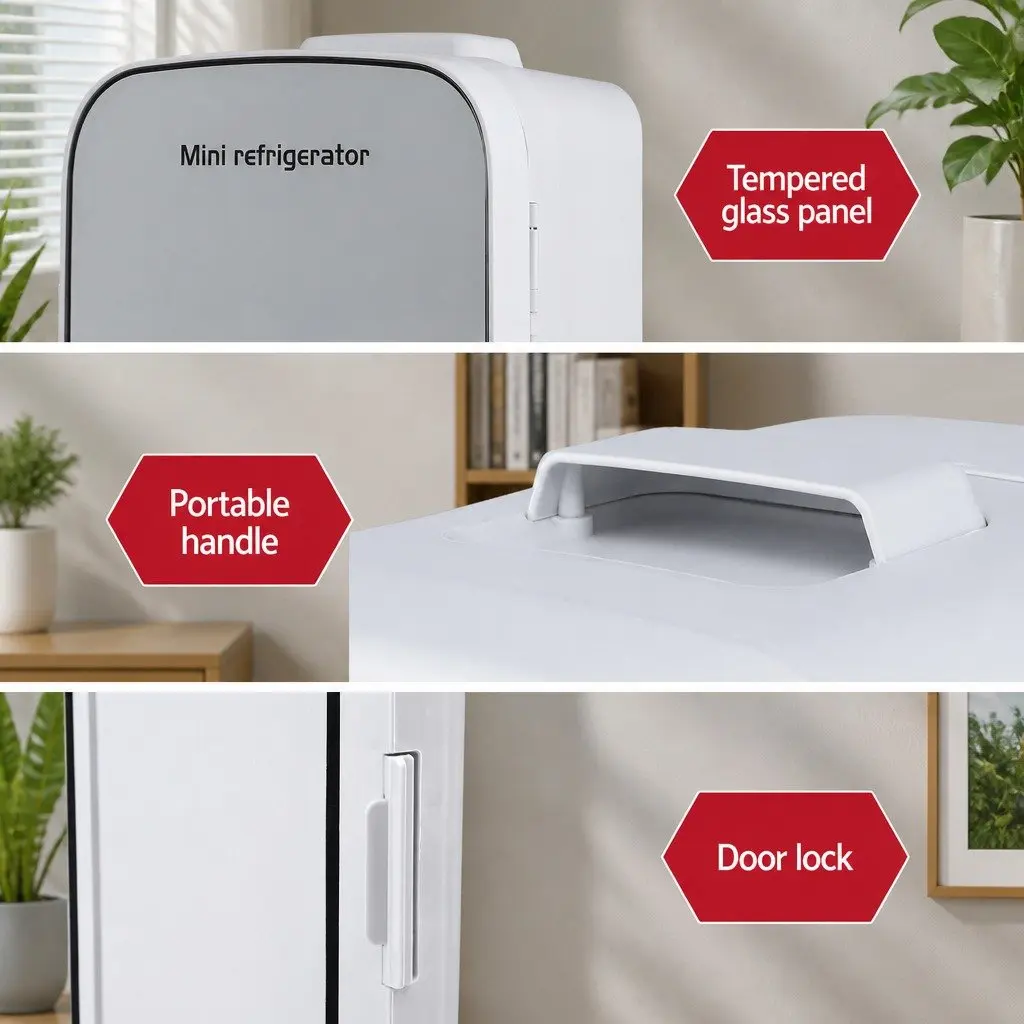 Portable Mini Fridge Dual Cooling Heating 12V 220V Compact White
