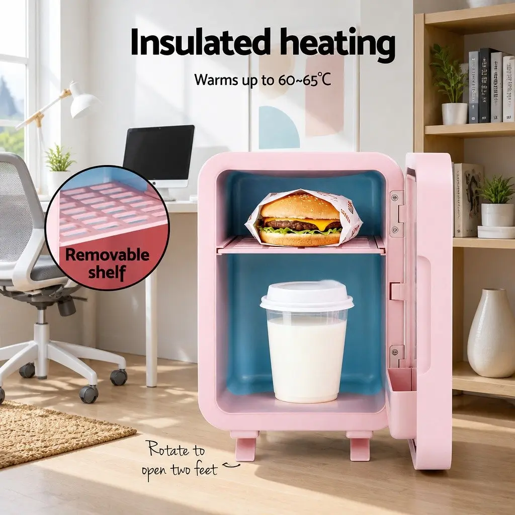 Mini Fridge Skincare Cooler Warmer 4L Portable Pink with LED Mirror