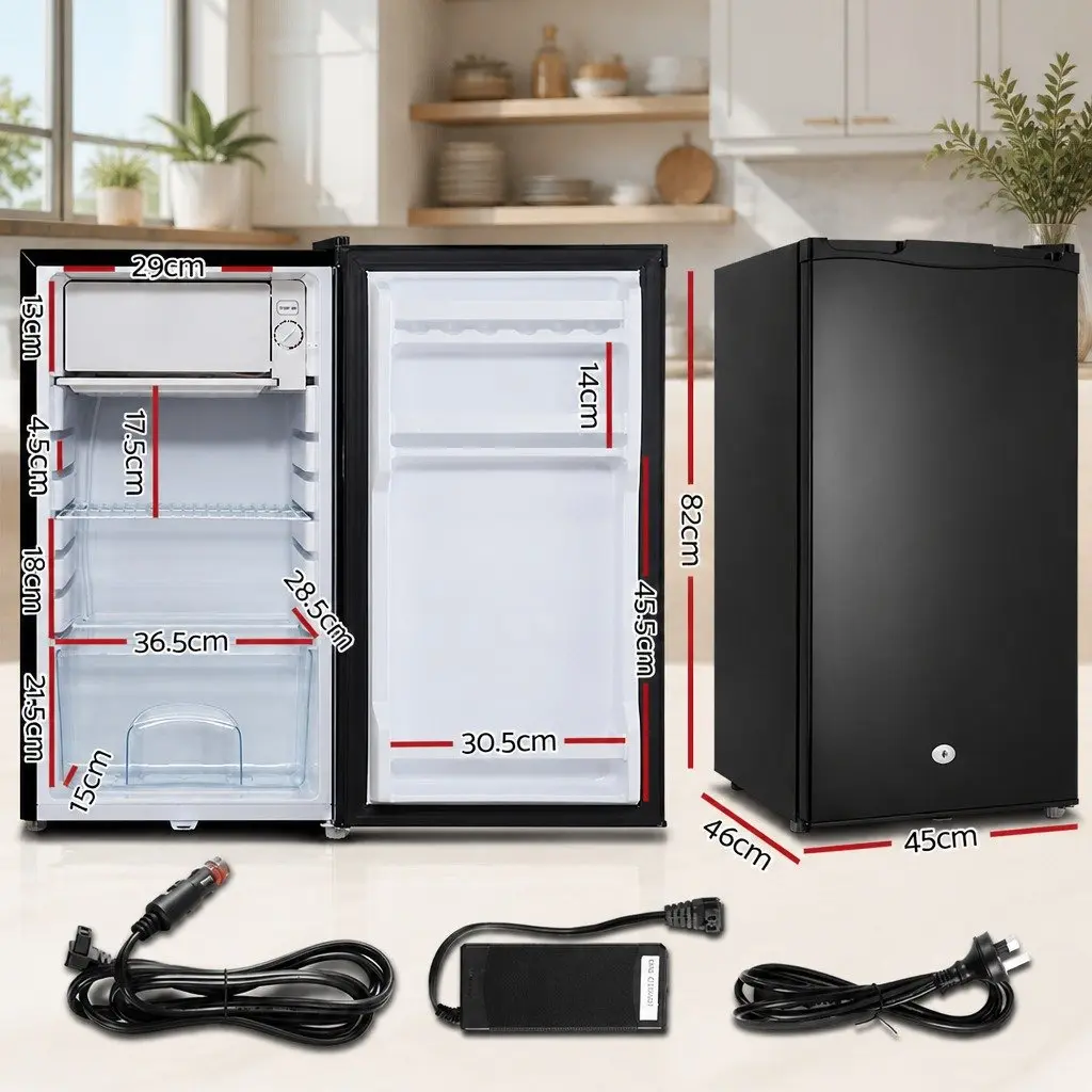Portable Fridge Freezer 95L Upright Cooler 12V 24V 240V Black