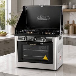 Portable Gas Oven Stove Camping Cooker Twin Burners BBQ Outdoor Cooking LPG