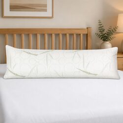 Body Support Pillow Full Length Memory Foam White Bamboo Cover Machine Washable