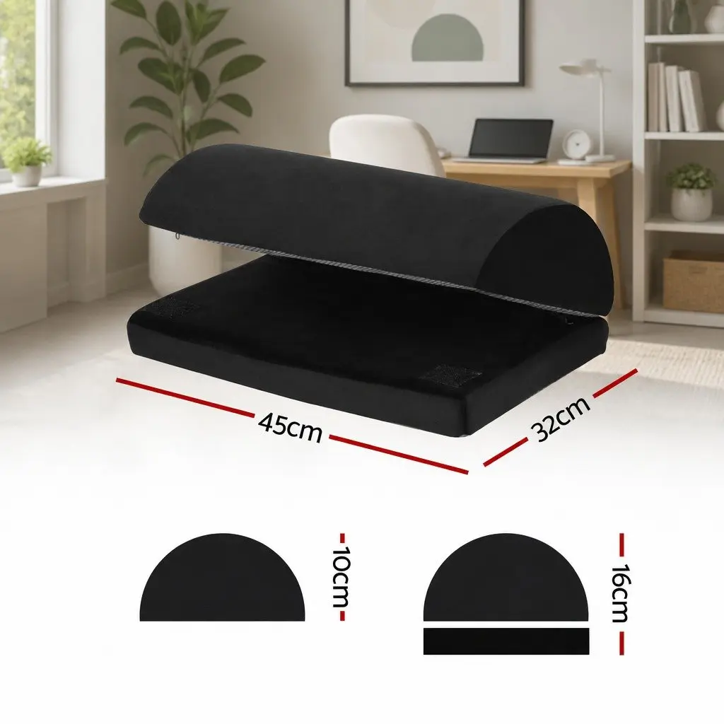 Memory Foam Footrest Cushion Adjustable Ergonomic Support Black