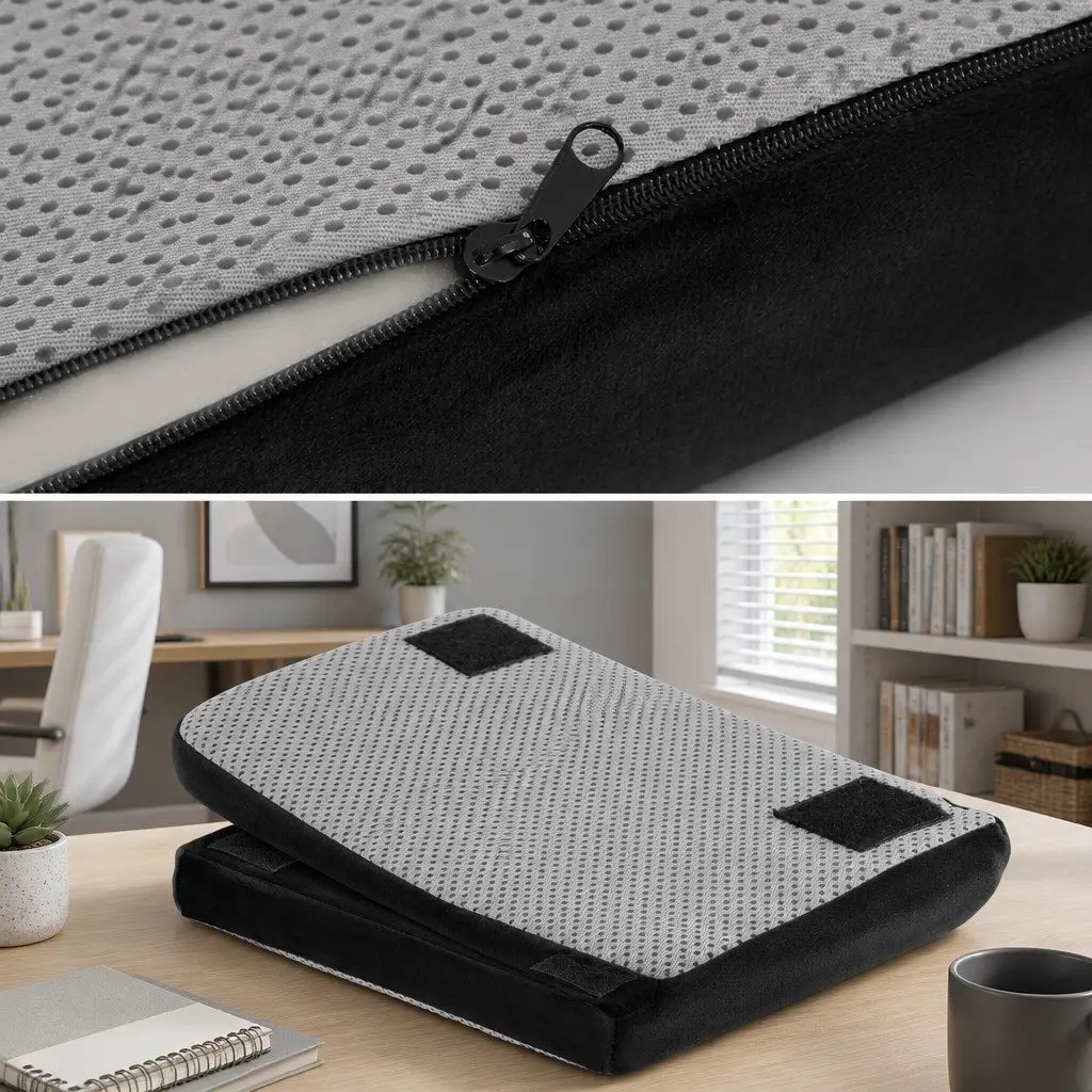 Memory Foam Footrest Cushion Adjustable Ergonomic Support Black