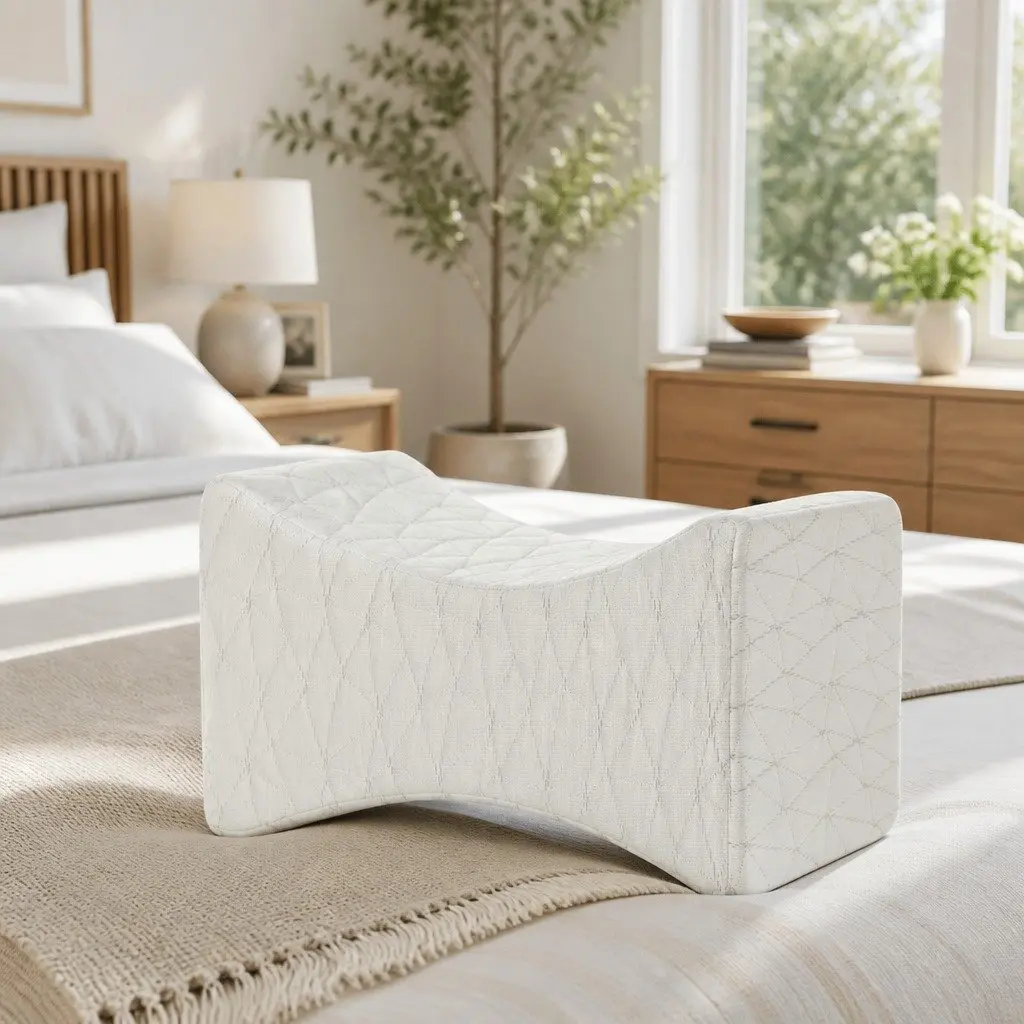 Memory Foam Knee Pillow Leg Support Ergonomic Contoured Design Side Back Sleeper