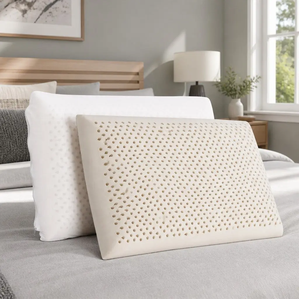 Latex Pillow Twin Pack Set of 2 White Pillows Natural Support Comfort Sleep
