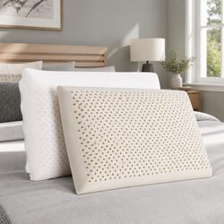 Latex Pillow Twin Pack Set of 2 White Pillows Natural Support Comfort Sleep