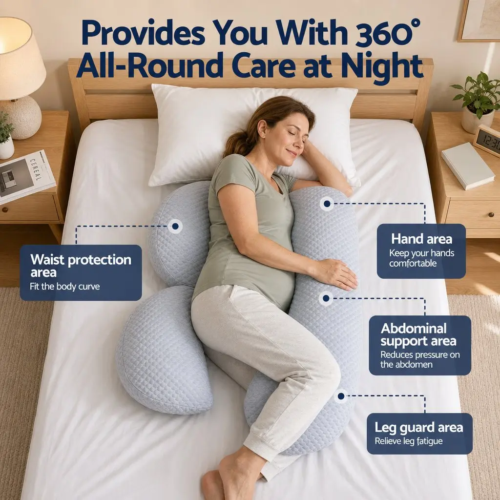 Cooling Body Pillow Adjustable Support 37x87cm Blue