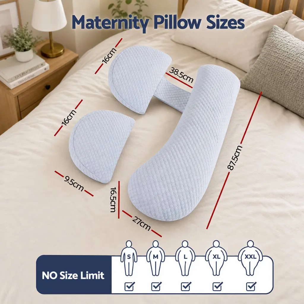Cooling Body Pillow Adjustable Support 37x87cm Blue