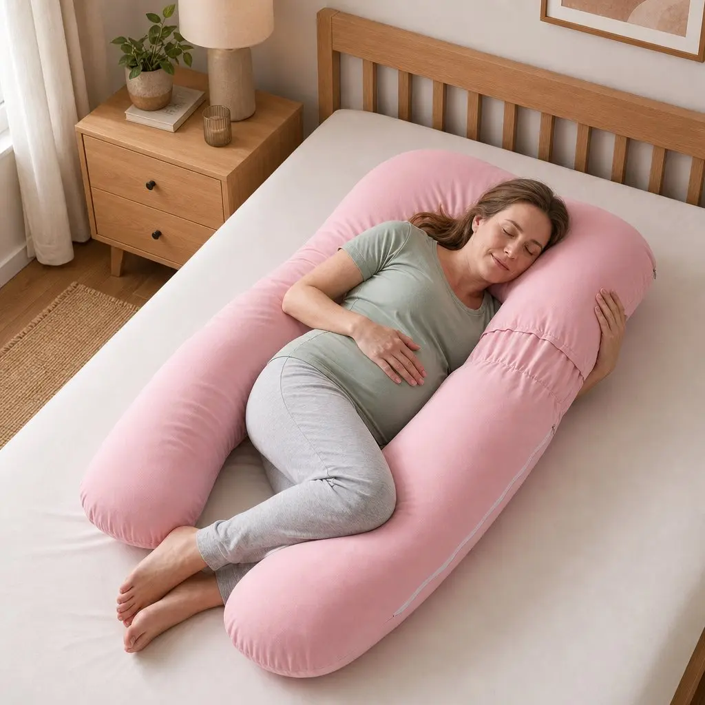 U Shaped Full Body Pregnancy Pillow with Cotton Jersey Cover Maternity Sleep