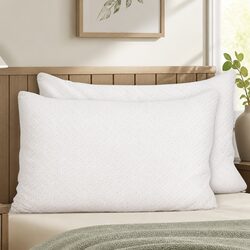 Memory Foam Pillow Twin Pack White Shredded Gel-Infused Bamboo Cover Neck