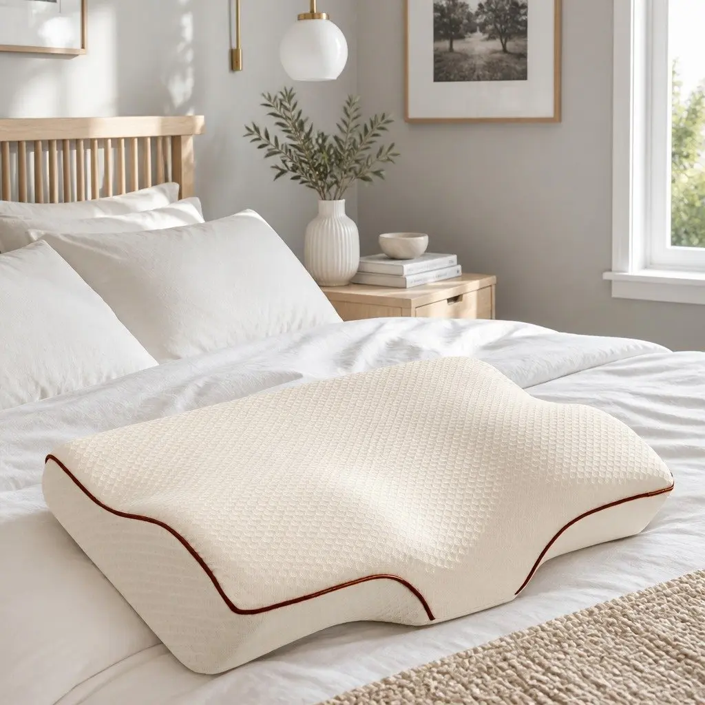 Memory Foam Pillow Ergonomic Butterfly Neck Cervical Support Dual Height
