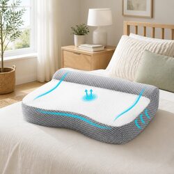 Memory Foam Contour Pillow Cervical Neck Support Ergonomic Sleep Pillow Grey