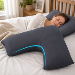 V-Shape Body Pillow Boomerang Nursing Pregnancy Support Cushion Grey