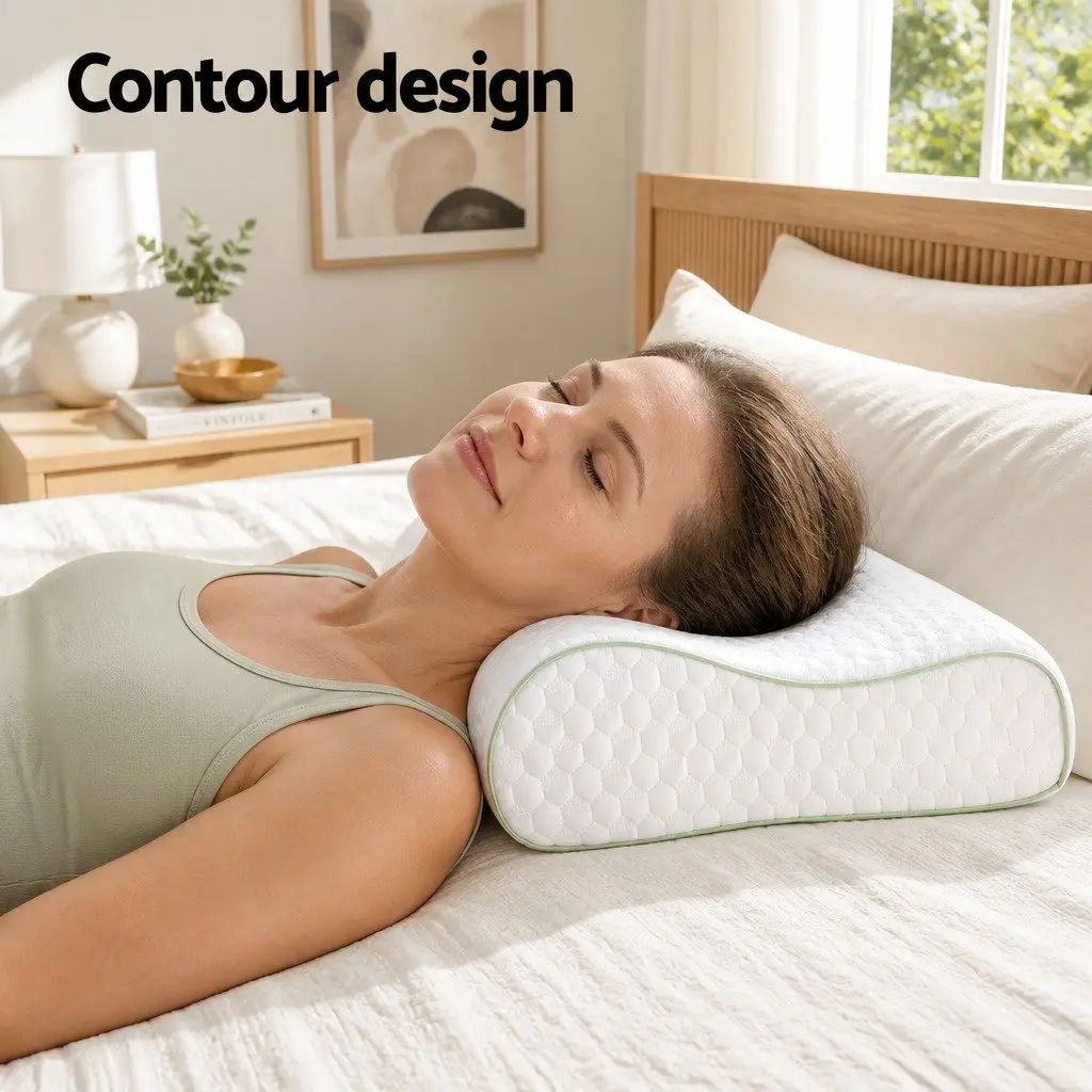 Memory Foam Pillow Ergonomic Contour Neck Support 60cm x 40cm White