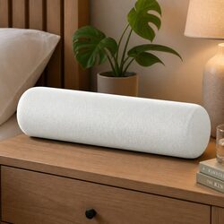 Memory Foam Neck Roll Pillow Bamboo Cover Body Support Sleeping Cushion White
