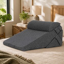 Adjustable Wedge Pillow Grey Multi-Piece Support Back Neck Leg Comfort Pillow