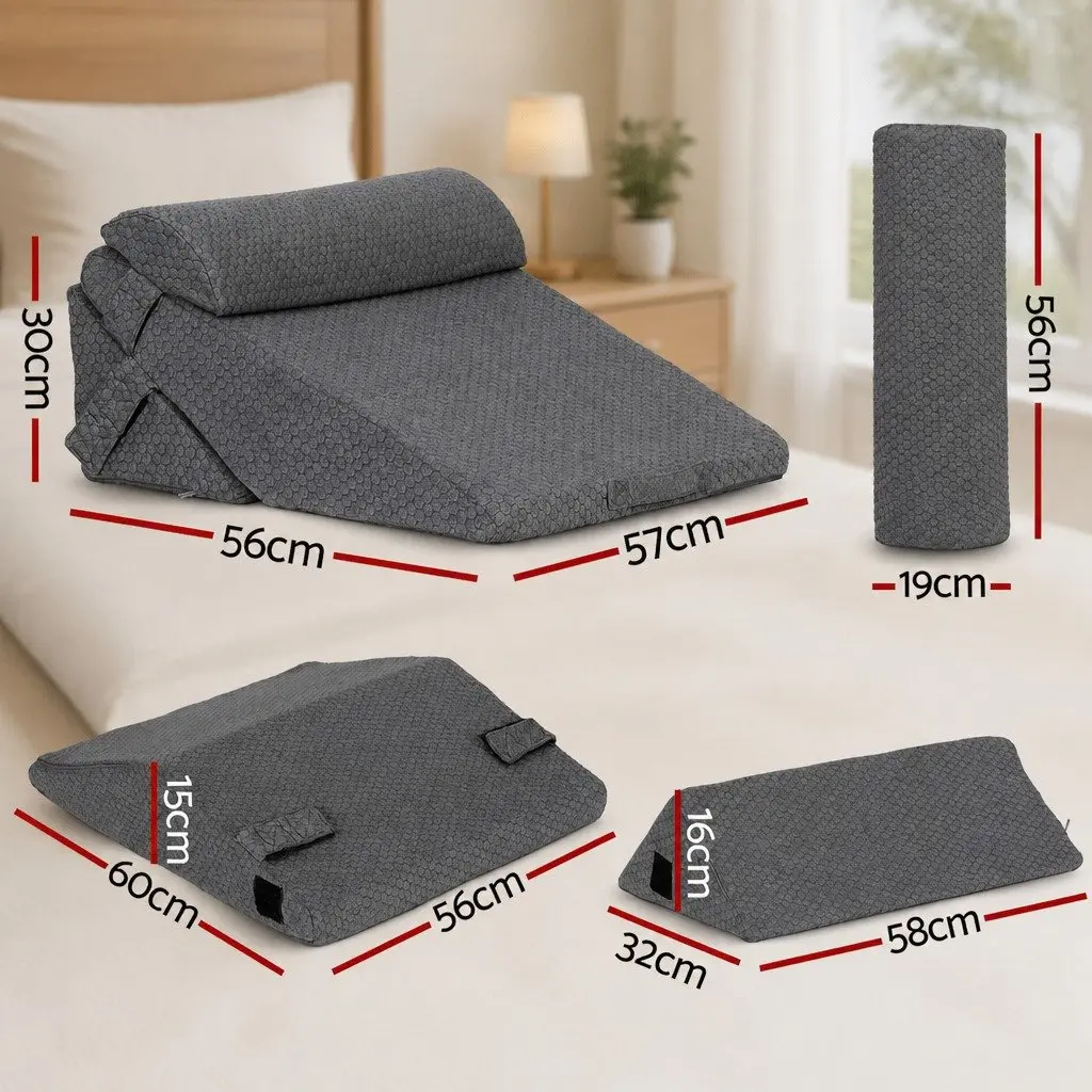 Adjustable Wedge Pillow Multi-Piece Support Grey Comfort Pillow