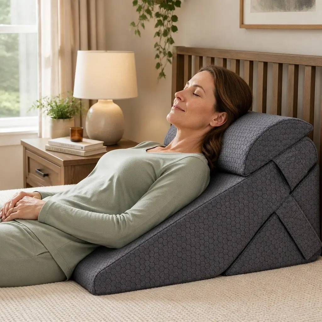 Adjustable Wedge Pillow Multi-Piece Support Grey Comfort Pillow