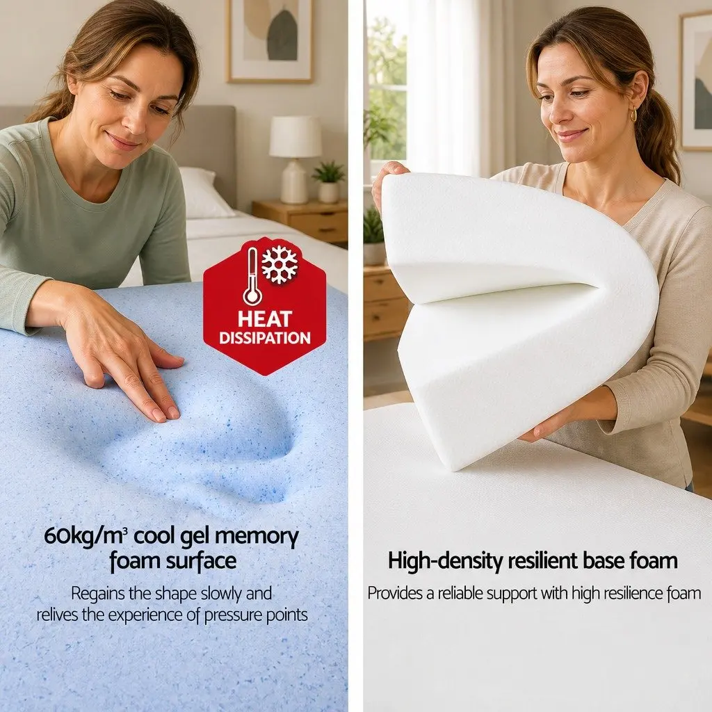 Bed Wedge Support Pillow Cool Gel Memory Foam Upper Body Leg Elevation Back Support Beige