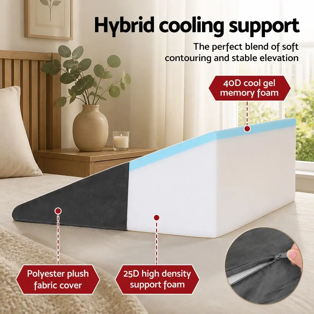 Wedge Pillow Memory Foam Ergonomic Support Grey 62x30x62cm