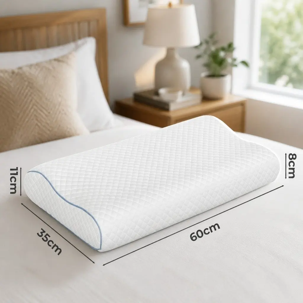 Memory Foam Pillow Pair Ergonomic Neck Shoulder Support Bamboo Charcoal White
