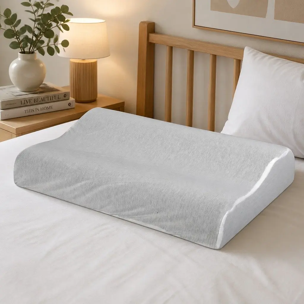 Memory Foam Pillow Pair Ergonomic Neck Shoulder Support Bamboo Charcoal White