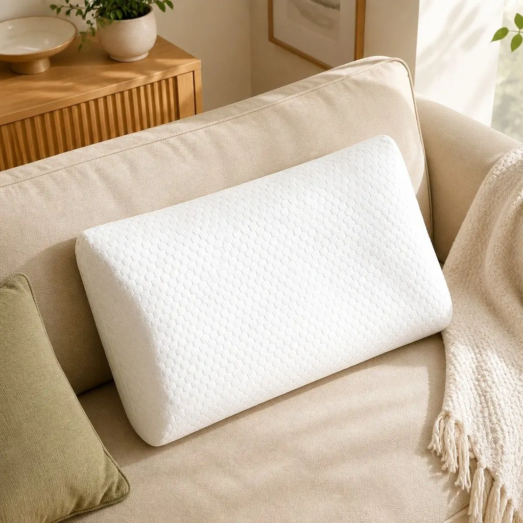 Memory Foam Orthopaedic Pillow Gel-Infused Neck Support Medium Firm 60cm x 40cm White