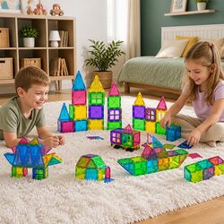Magnetic Tiles Building Blocks Set 120pcs Kids STEM Educational Toy Playset
