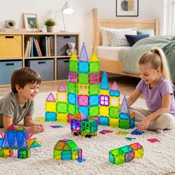 Magnetic Tiles Blocks 60pcs Building Toys STEM Educational Construction Set Kids