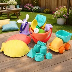Kids Sand and Water Table Play Set with Beach Truck Windmill Bucket Shovel 16pc