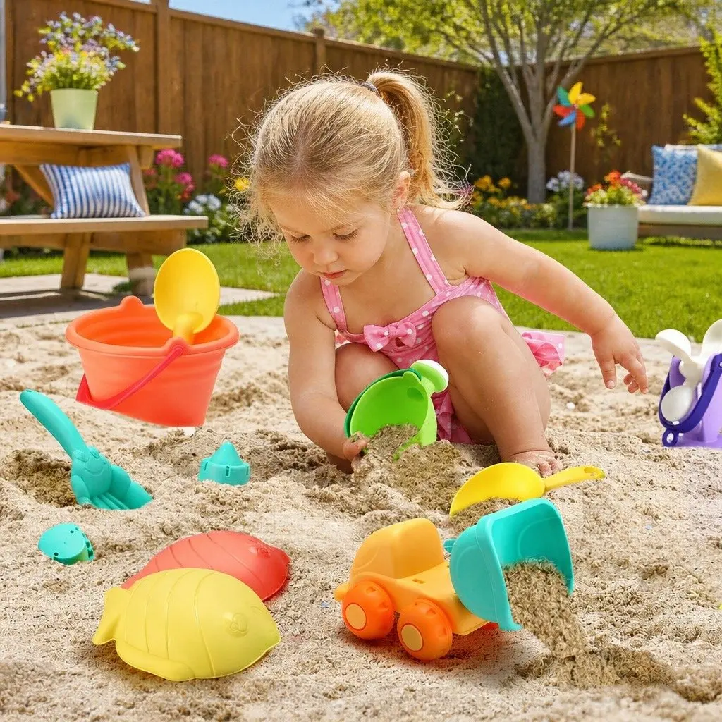 Kids Sand and Water Table Play Set with Beach Truck Windmill Bucket Shovel 16pc
