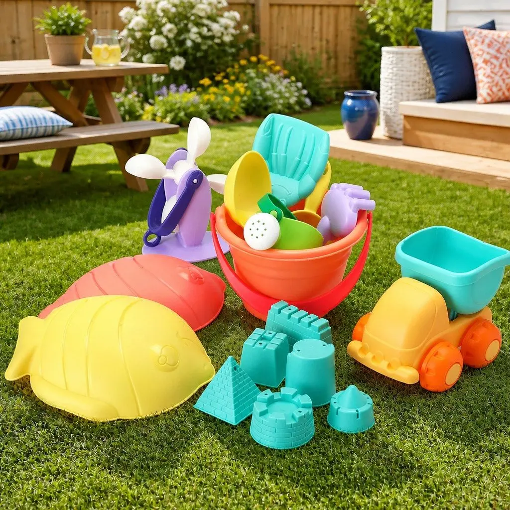 Kids Sand and Water Table Play Set with Beach Truck Windmill Bucket Shovel 16pc