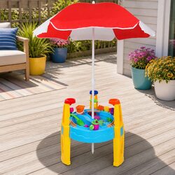 Kids Sand and Water Table Play Set Outdoor Toy with Umbrella 26 Pieces