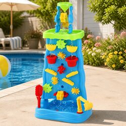Kids Sand and Water Table Waterfall Sandpit Outdoor Play Set Beach Shovel Toys