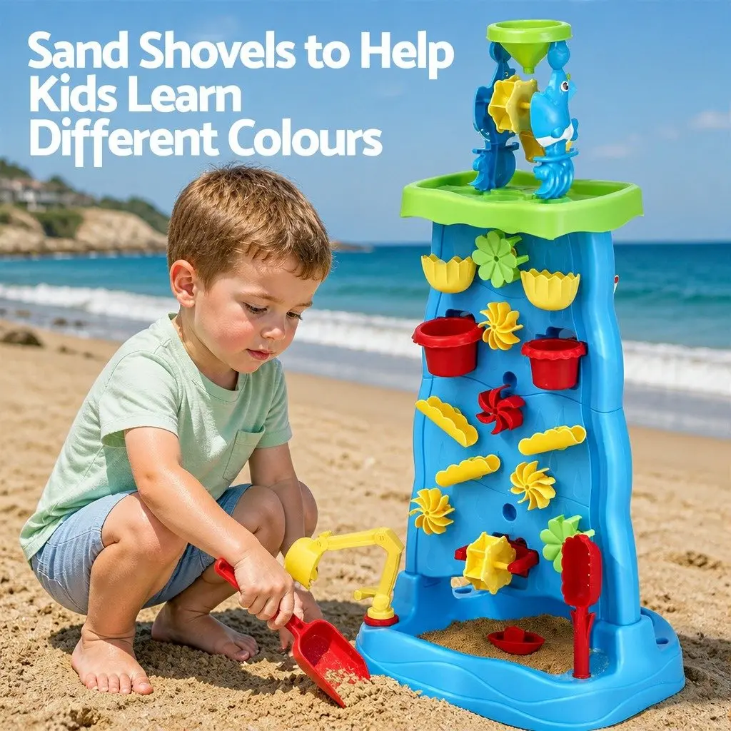 Kids Sand and Water Table Waterfall Sandpit Outdoor Play Set Beach Shovel Toys
