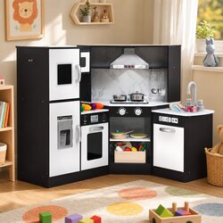 Kids Wooden Kitchen Playset 29pc Food Set Corner Pretend Play Cooking Toy