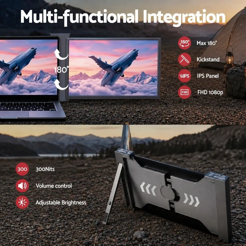 14 Inch Portable Monitor Laptop Screen Extender 1080P IPS USB-C Dual Display