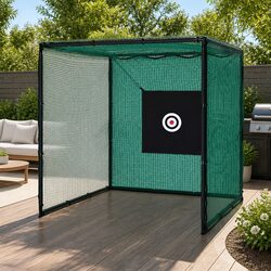 Golf Practice Net Hitting Cage 3m Training Aid Steel Frame Multi-Purpose Sports
