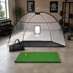 Golf Practice Net 3.5m Training Aid with Driving Mat Target Hitting Indoor