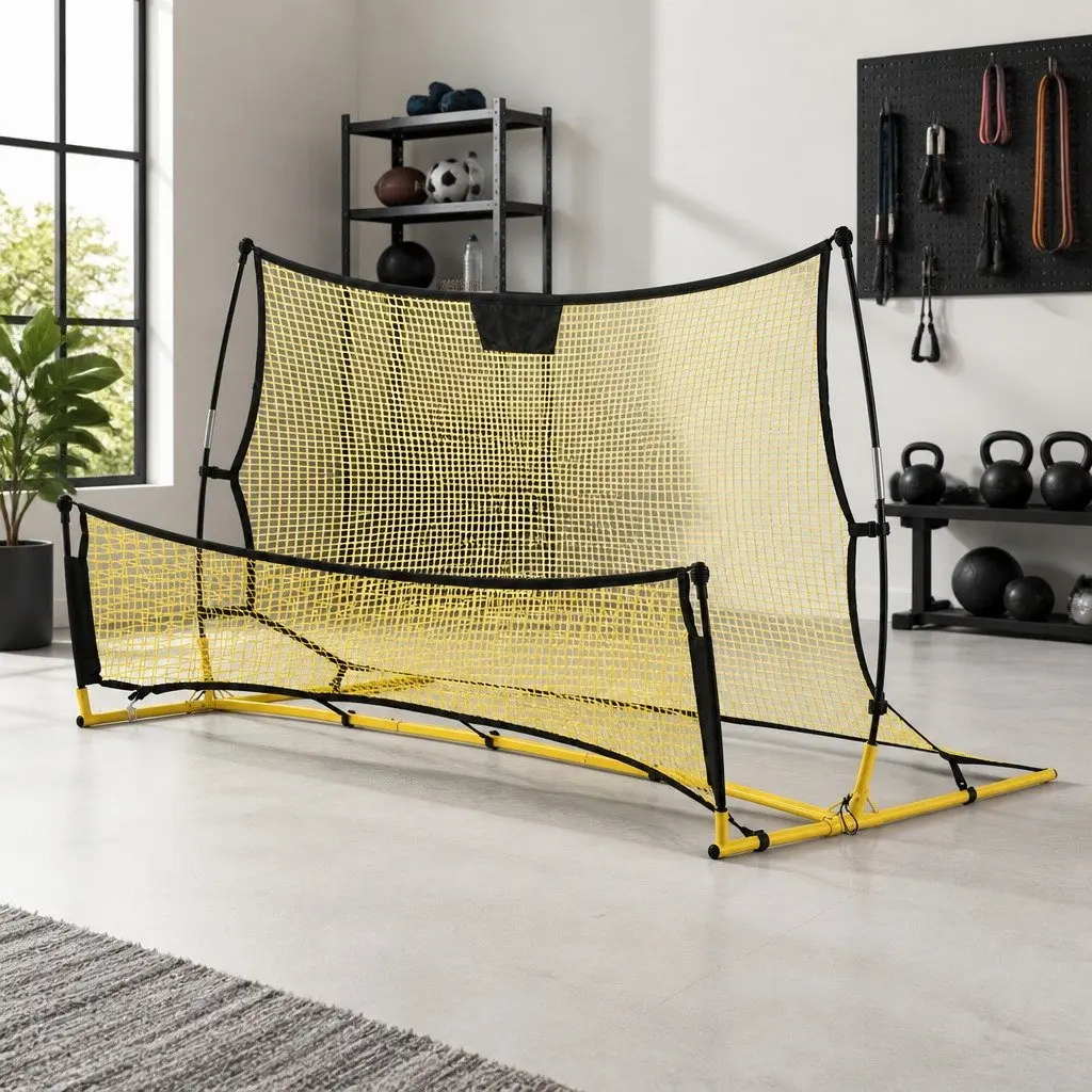 Portable Soccer Rebounder Net 2.1m Football Training Goal Yellow Sports