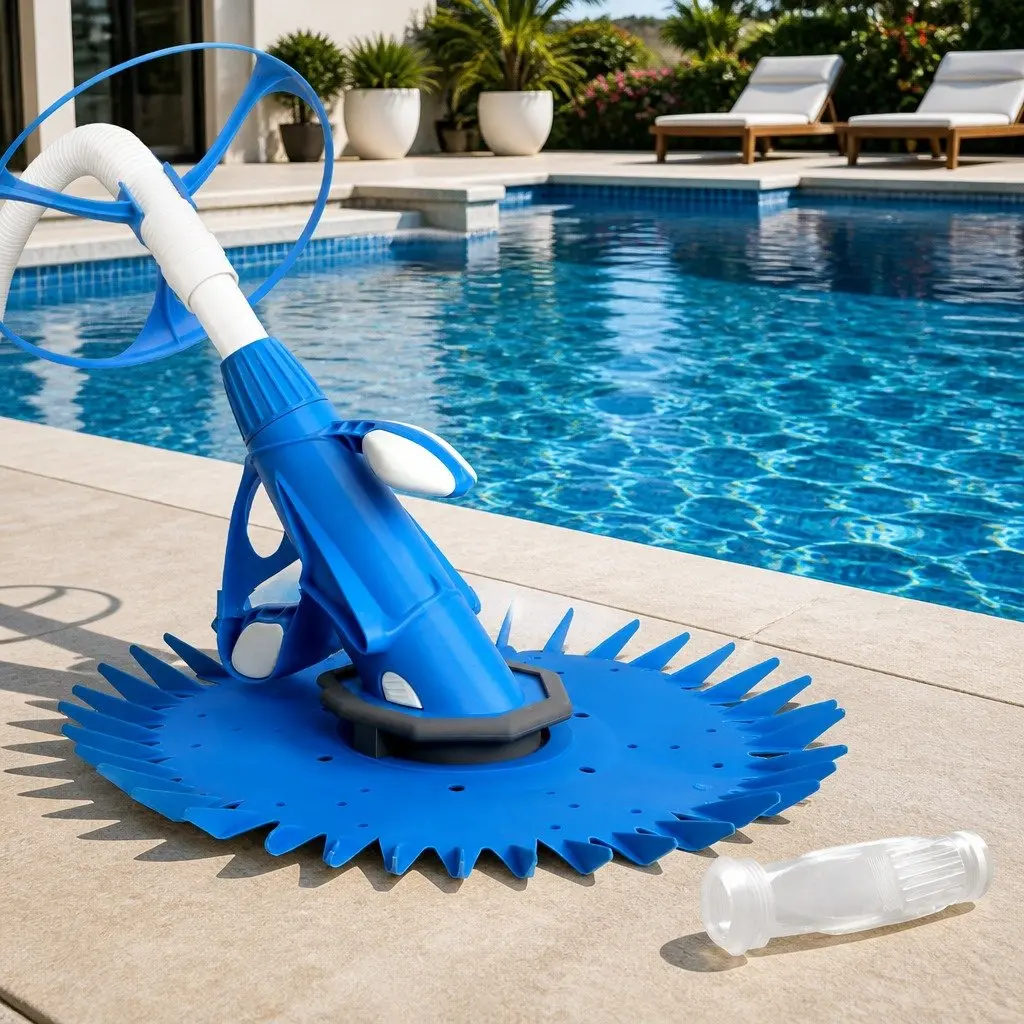 Automatic Swimming Pool Cleaner Vacuum with 10M Hose for Above Ground and In-Ground Pools Blue