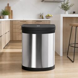 Pull Out Swing Out Kitchen Bin 12L Silver Cabinet Waste Dustbin Trash Can