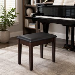 Piano Bench Stool with Storage Wooden Frame PU Leather Seat Cushion Music