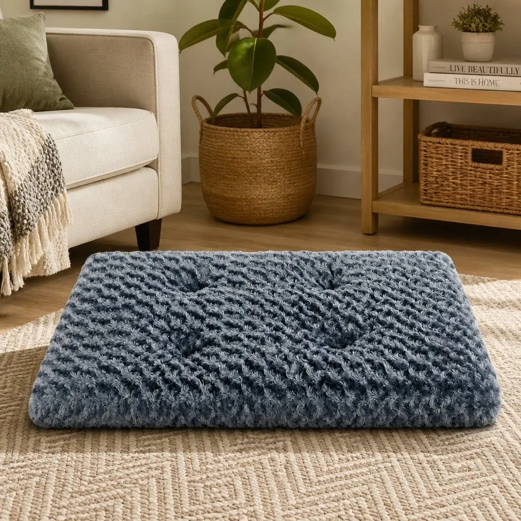 Dog Pet Bed Calming Plush Washable Soft Velvet 73cm Grey