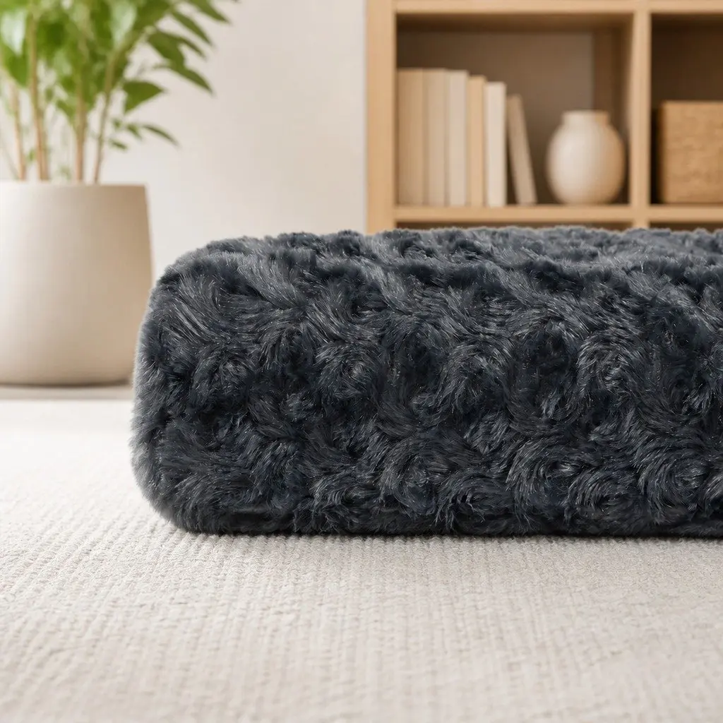 Dog Pet Bed Calming Plush Washable Soft Velvet 73cm Grey